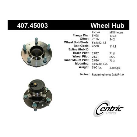 Centric Premium Hub and Bearing Assembly; With Integral ABS, Parts 407.45003